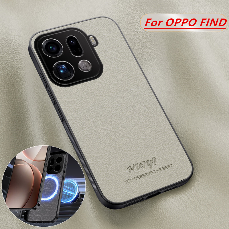 Oppo Find X8 - Capa de Telefone Magnética de Couro
